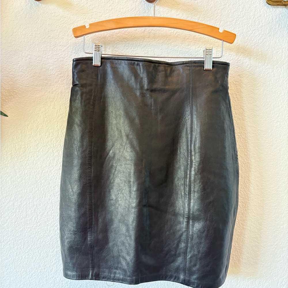 Vintage Firenze Black Leather Skirt